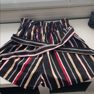 Shein Striped Paper Bag Shorts with Tie